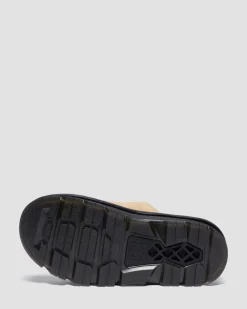 Zebzag Wildleder Plateau Slides in Tan
