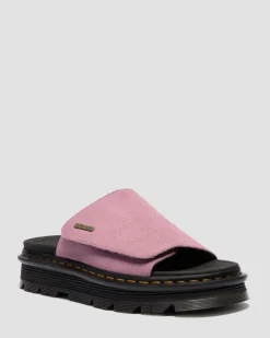 Zebzag Wildleder Plateau Slides in Dusty Rose Pink