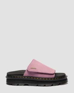 Zebzag Wildleder Plateau Slides in Dusty Rose Pink